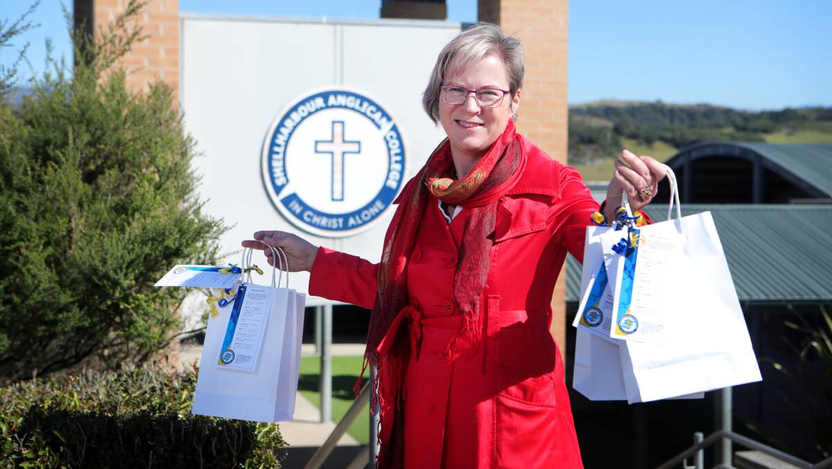 SUPPORT: Shellharbour Anglican College principal Megan Hastie about to deliver care packages to HSC students. Picture: Sylvia Liber