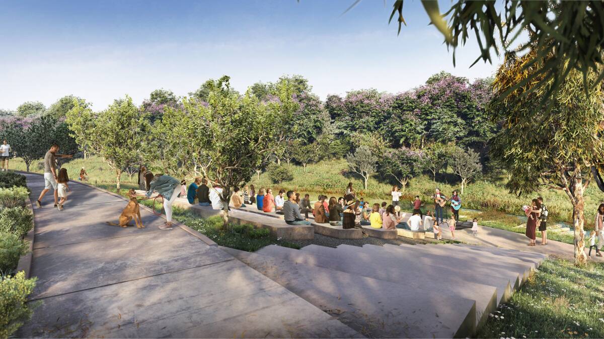 Artist's impression: An outdoor amphitheatre is part of the Corrimal Coke Works redevelopment. Picture: Supplied