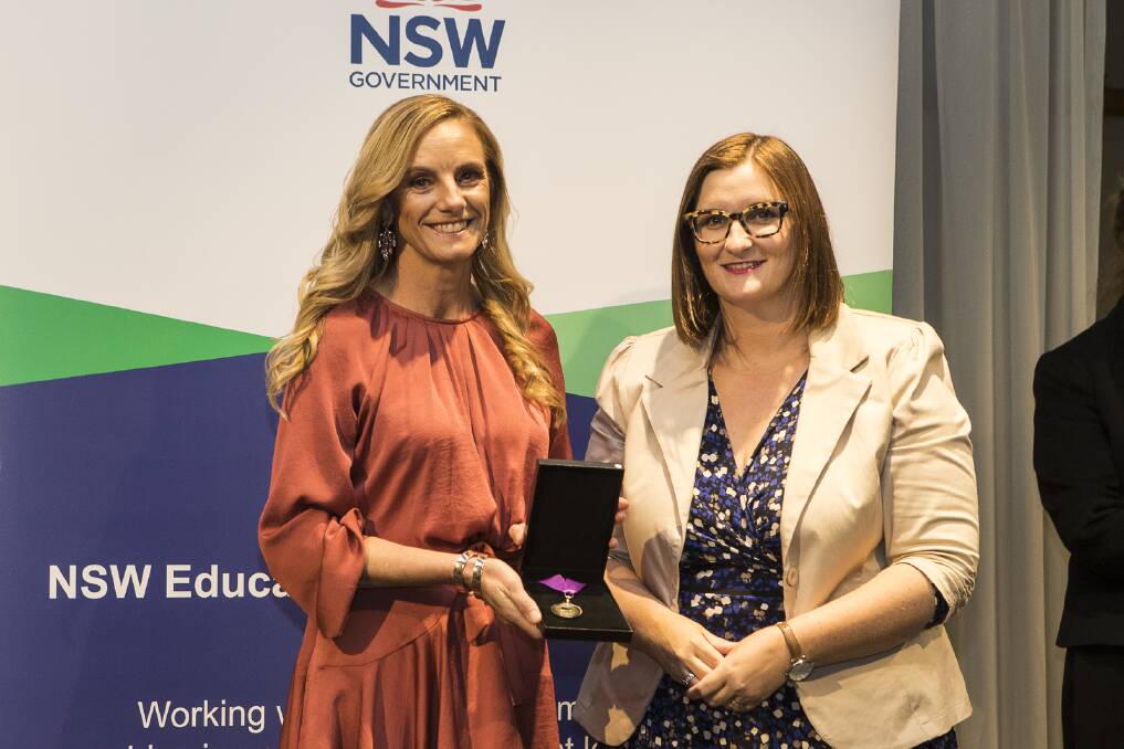 TOP AWARD: Warilla High School teacher Renee Pettit was presented her award by NSW Education Minister Sarah Mitchell.