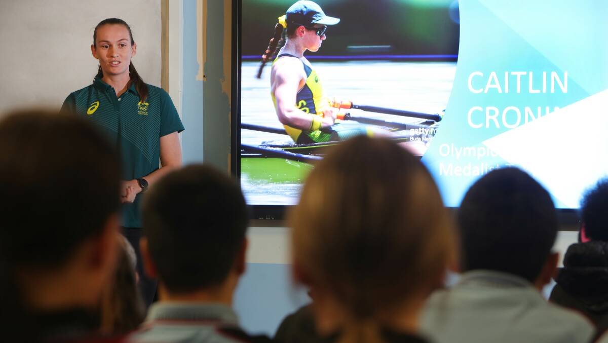 INSPIRATION: Tokyo 2020 Olympic bronze medallist Caitlin Cronin at Warrawong HS. Picture: Sylvia Liber 