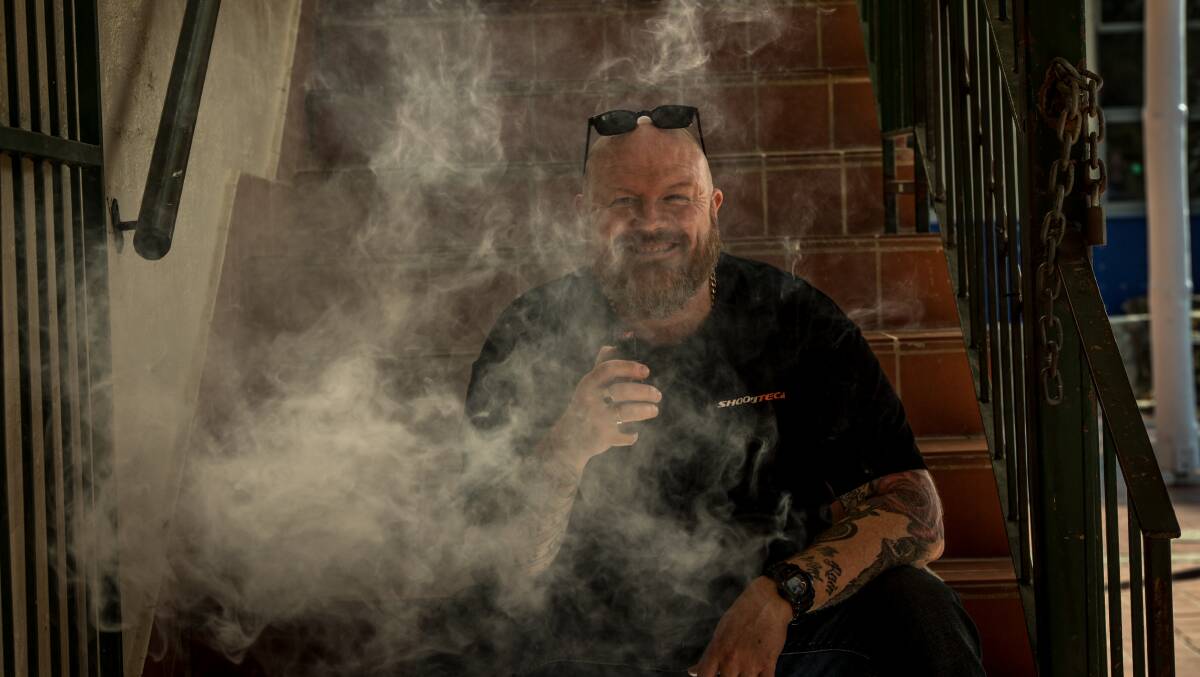 Dave Burge from Legalise Vaping Australia has been vaping for 10 years. Picture: Karleen Minney.