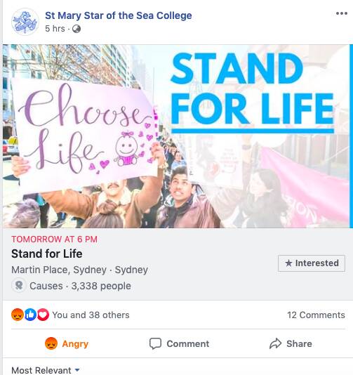 OUTRAGE; A number of people weren't happy with this Facebook post from St Mary Star of the Sea College.