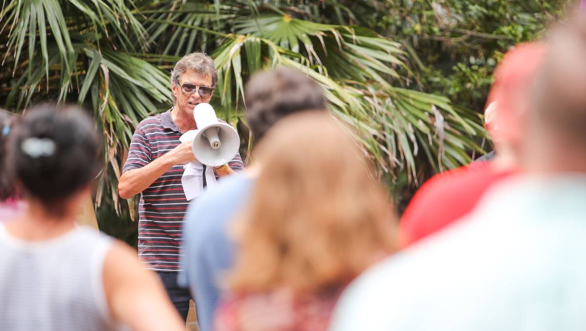 PROTEST: Dr Anthony Ashbolt speaking against University of Wollongong's Ramsay Centre-funded Western Civilisation degree. Picture: Adam McLean.
