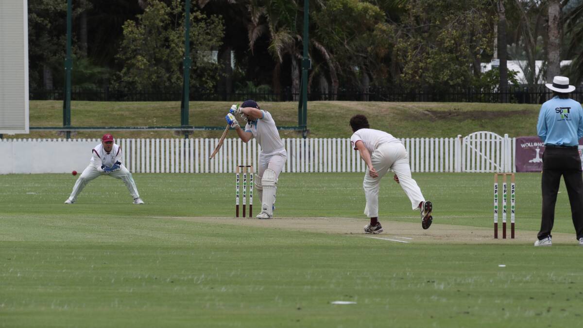 Northern Districts Butchers opener Justin Brancato scored an unbeaten 83 to help his side to beat Wollongong and win the Cricket Illawarra grand final at North Dalton Park. Picture: Robert Peet