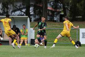 Shellharbour FC player Zac Mazevski in action against Geelong at Macedonia Park. The IPL new boys Shellharbour have drawn fellow IPL club Tarrawanna in round two of the Australia Cup. Picture by Robert Peet