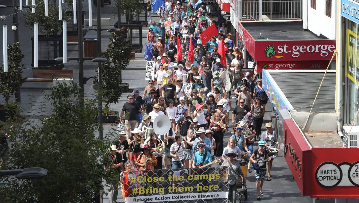 In 2018 hundreds of people rallied in Wollongong for refugees on Palm Sunday. Organisers are hoping for just as much this year on Sunday, April 14. Picture: Robert Peet.