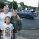 DANGEROUS: Lisa Bates with her children Jimmy Haig (3) Harper Enslow (8) and Kayden Enslow (10) at the intersection of Nicholson Road and the Princess Highway in Woonona where Kayden was hit by a car while riding his bike to school. Picture: Adam McLean