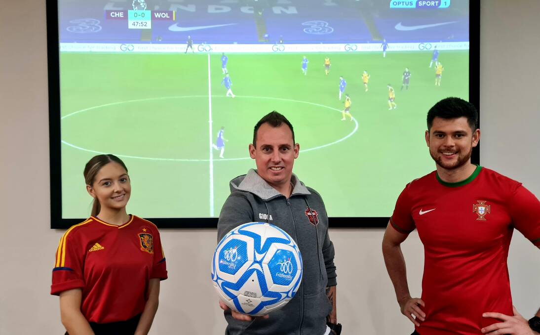 FOOTBALL FEAST: Maria Martino, former Socceroo Luke Wilkshire and Kane Baker are encouraging guests to attend The Fraternity Club to watch Euro 2021 on its big screens.