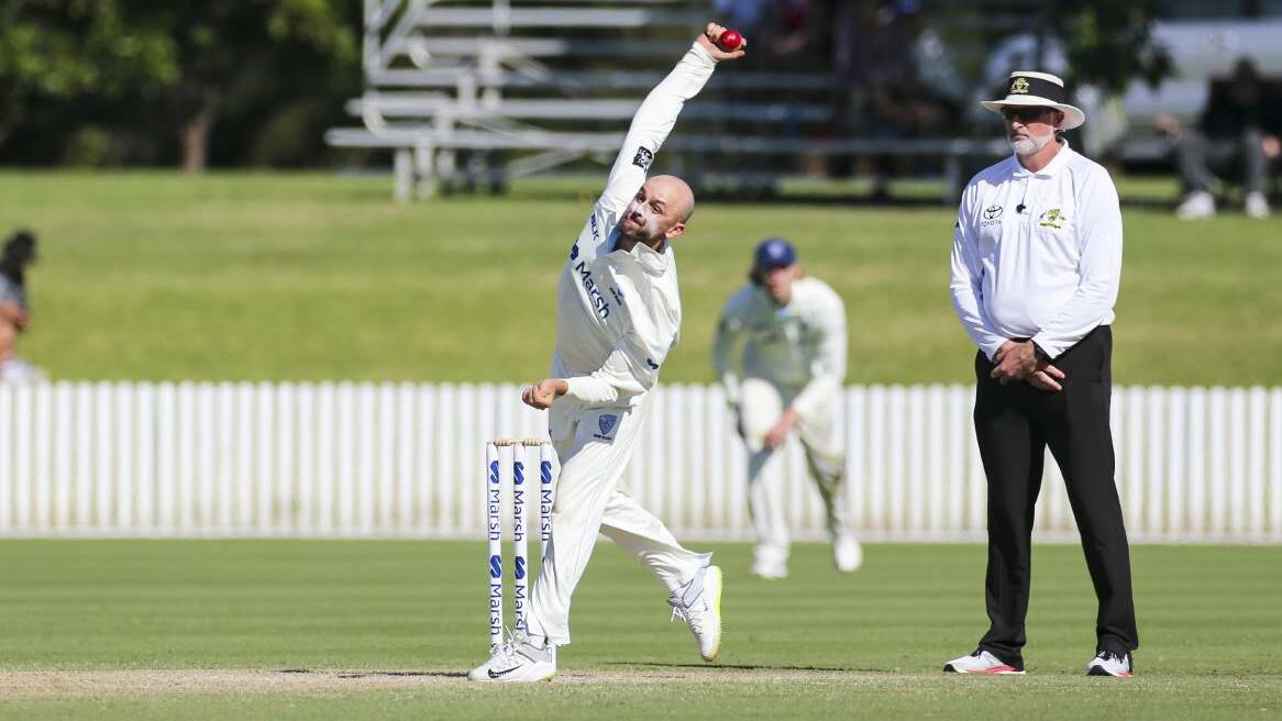 GOAT: NSW off-spinner Nathan Lyon bowling at North Dalton Park in 2021. Picture: Anna Warr