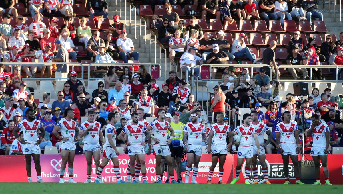 SEASON OVER; St George Illawarra Dragons' drerams of playing finals football this season is over after a controversial 24-22 loss to the Raiders on Sunday. Picture: Sylvia Liber