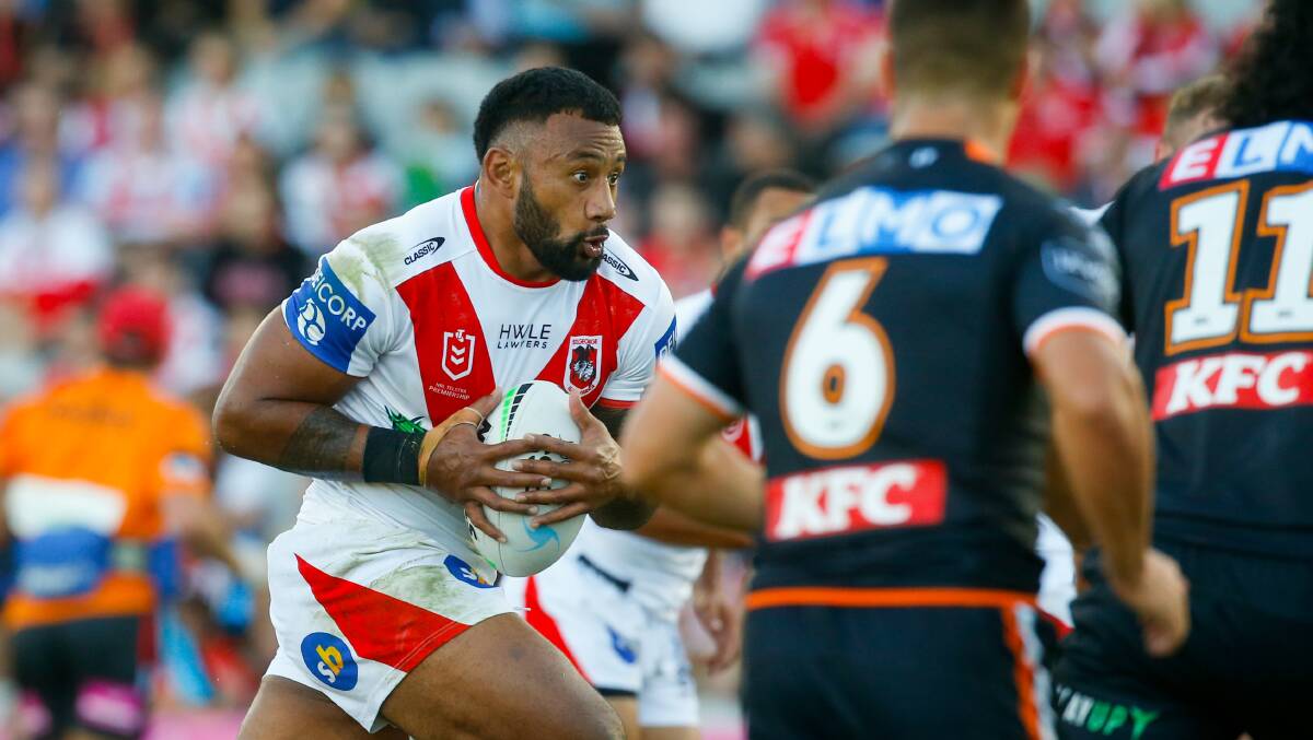 LEADER: St George Illawarra prop Francis Molo will play alongside brother Michael who will debut for the Dragons on Saturday against the Warriors. Picture: Anna Warr