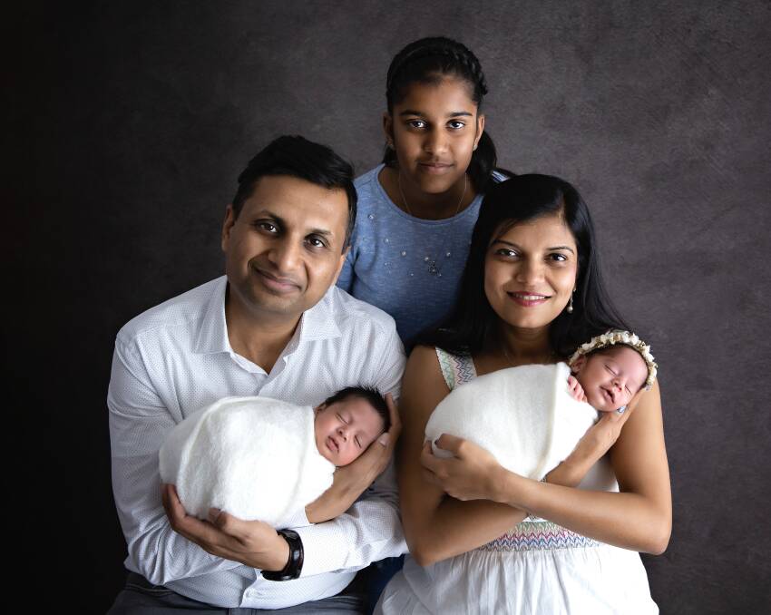 SURVEY: Namita Mittal with her family. More women are needed for a study examining the effects of this year's bushfires and COVID-19 on pregnant women and their babies.
