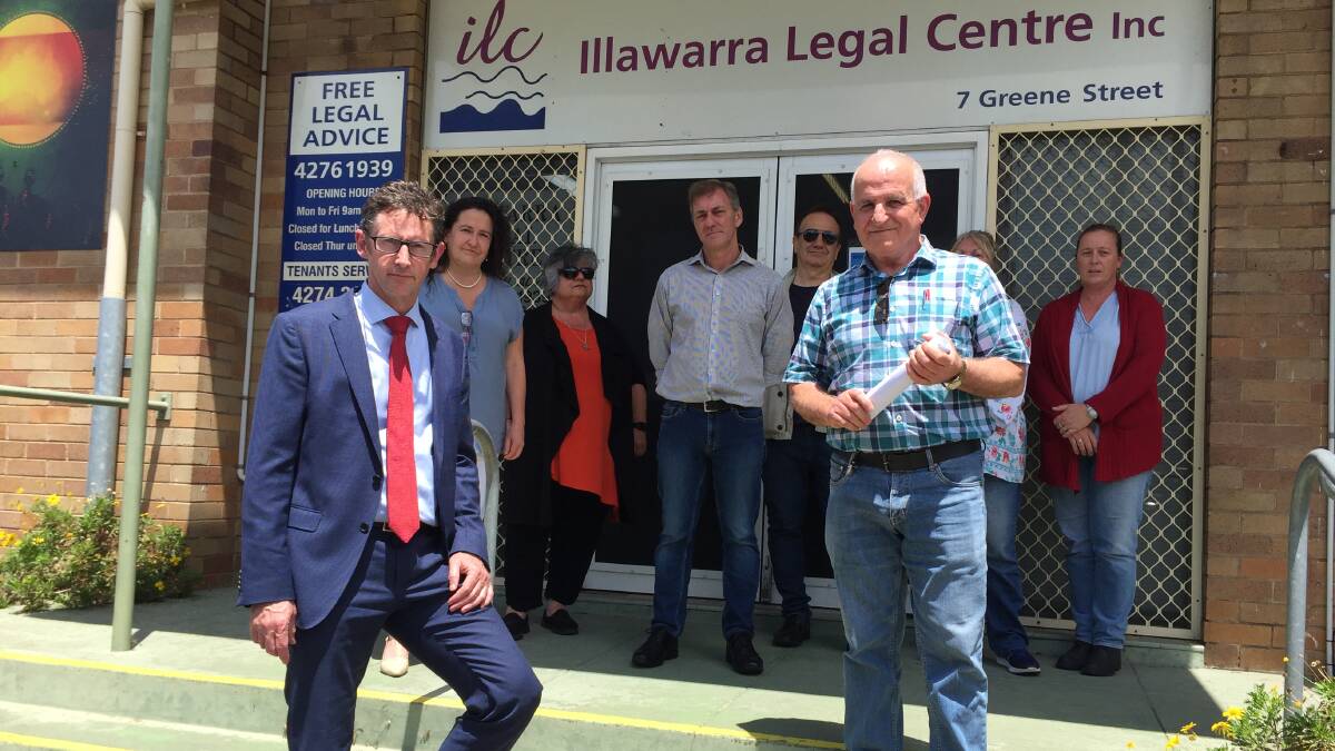 The Shadow Minister for Financial Services and Whitlam MP, Stephen Jones and Illawarra Legal Centre financial counsellor Maroun Germanos. Picture: Agron Latifi 