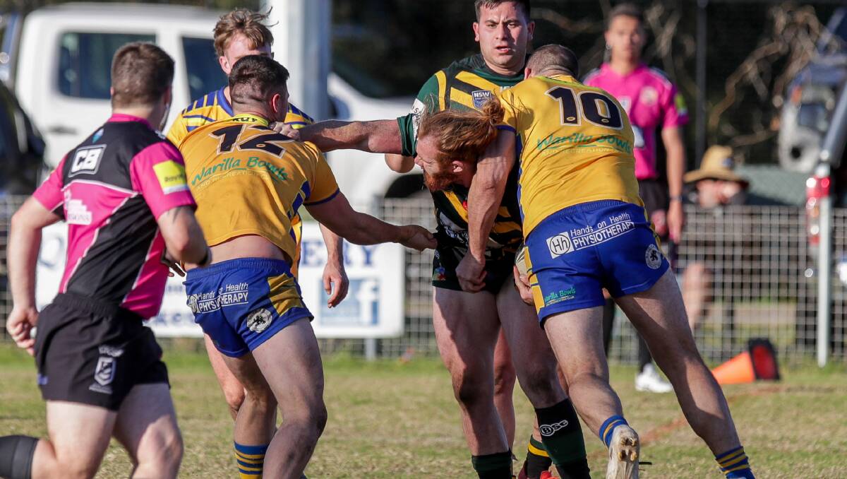 BIG SHOTS: Warilla prop Aaron Henry doesn't miss against his direct opponent Liam Scott. Picture: Adam McLean