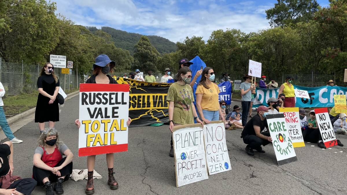 OUT IN FORCE: Dozens of residents this morning picketed the gates of Wollongong Coal's controversial Russell Vale Mine. Picture: Anna Warr