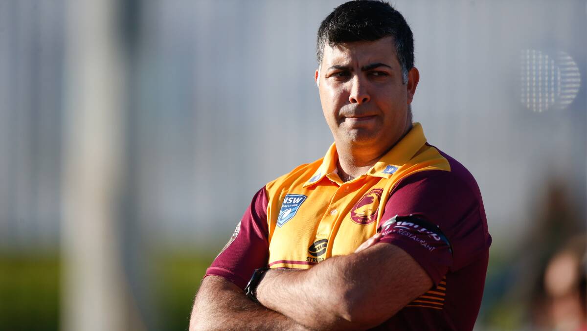 PENSIVE: Shellharbour Sharks coach Abed Atallah was proud of his team's effort, despite losing 28-16 to derby rivals Stingrays of Shellharbour. Picture: Anna Warr