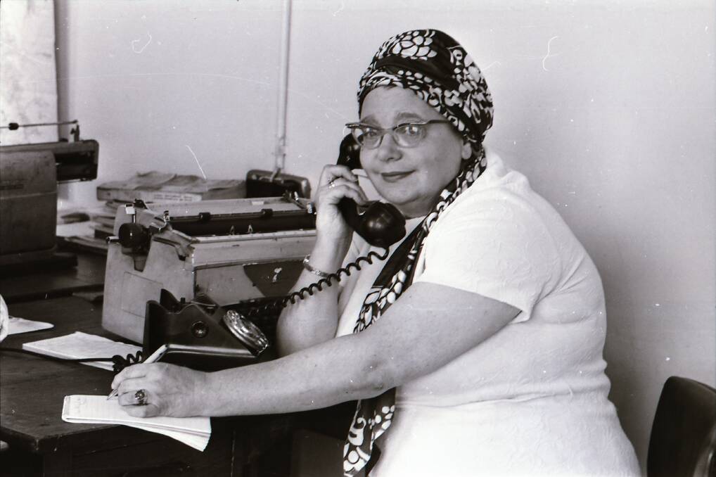 FASCINATING LIFE: Ethel Hayton pictured working as a journalist for the Illawarra Mercury in 1973.