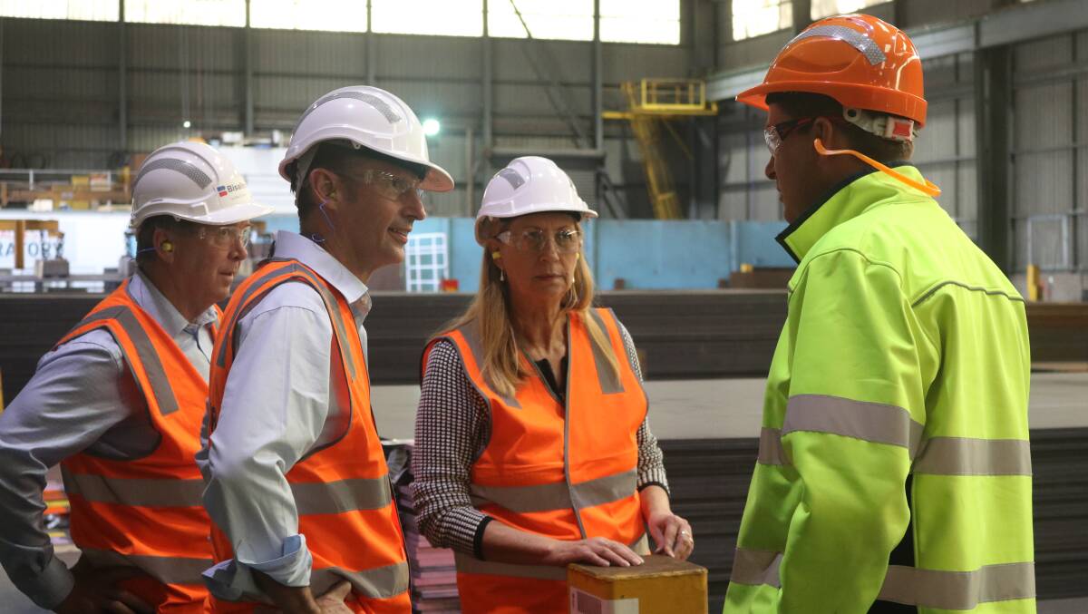 SELLING VISION: Sharon Bird, the Member for Cunningham, and Stephen Jones, the Member for Whitlam, visited Unanderra specialised steel manufacturer Bisalloy Steel 