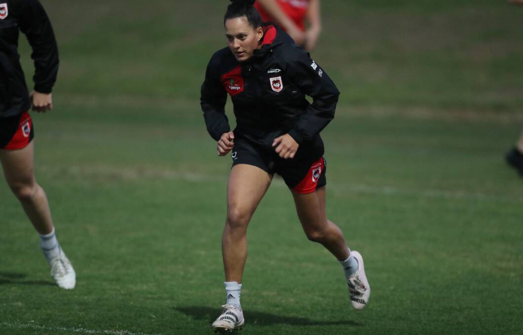 Tyla Nathan-Wong training ahead of St George Illawarra Dragons clash against Wests Tigers. Picture by Robert Peet