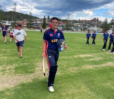 Illawarra all-rounder Logan Jensen walks off the field after guiding his team to victory with a patient 43 not out against Eastern Suburbs at King George V Oval. Picture supplied