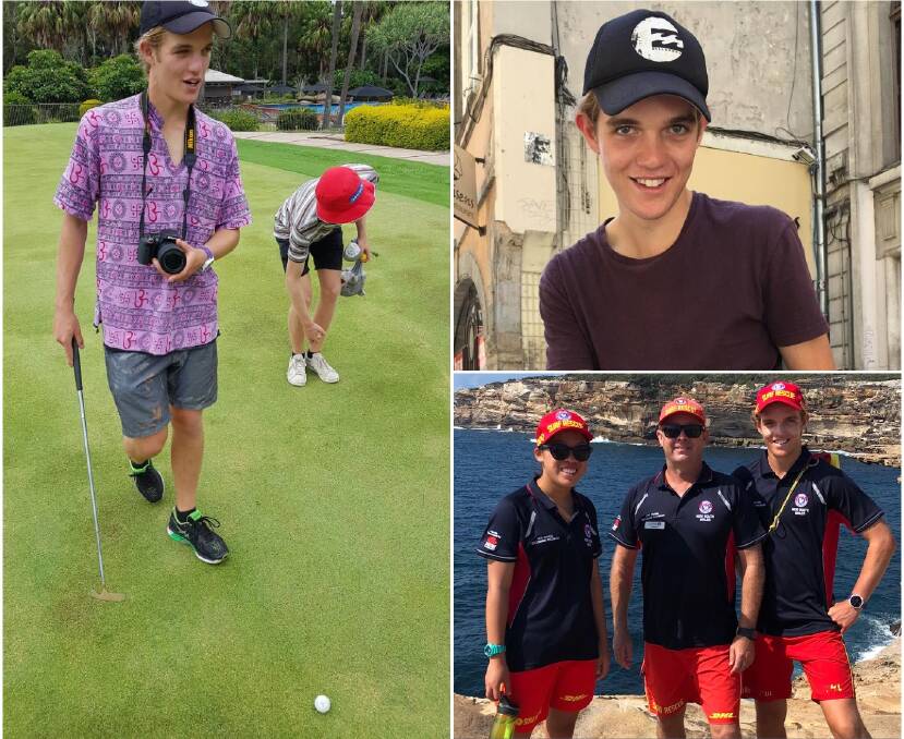 COMMUNITY SUPPORT: A GoFundMe page is raising money to support Henry and Kate Kocatekin. Henry is pictured here playing golf and during his role in the Scarborough/Wombarra Surf Life Saving Club.