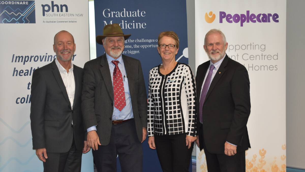 SYMPOSIUM: Professor Andrew Bonney, Prof Benjamin Crabtree, Coordinare CEO Dianne Kitcher and Peoplecare CEO Michael Bassingthwaighte were at the Wollongong event. Picture: Supplied