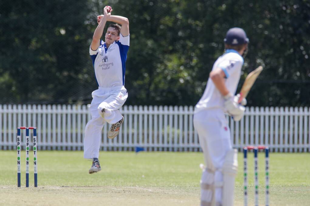 Uni bowler Darcy Knight in action against Northern Districts last week. Photo: Adam McLean