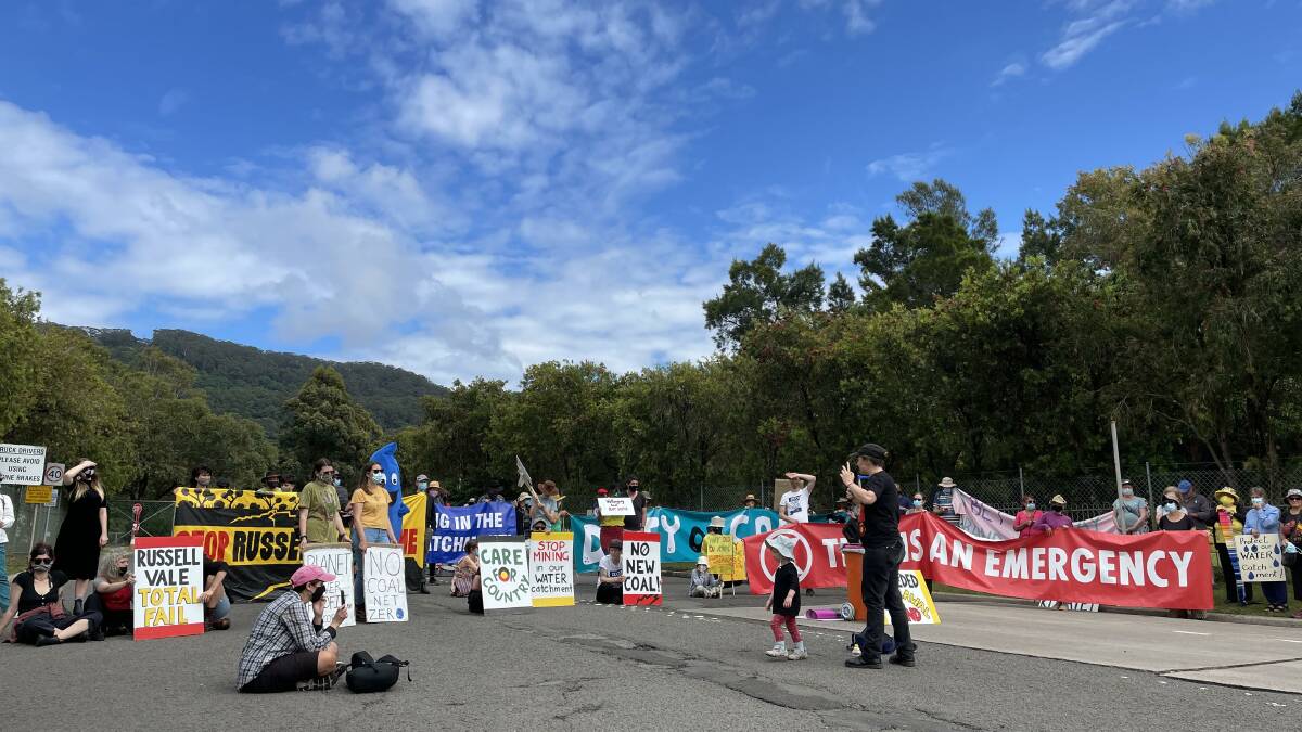 CALLING FOR REAL CLIMATE ACTION CHANGE: Saturday's protest at the gates of Wollongong Coal's controversial Russell Vale Mine, was also part of a Global Day of Action coinciding with the COP26 climate talks in Glasgow. Picture: Anna Warr