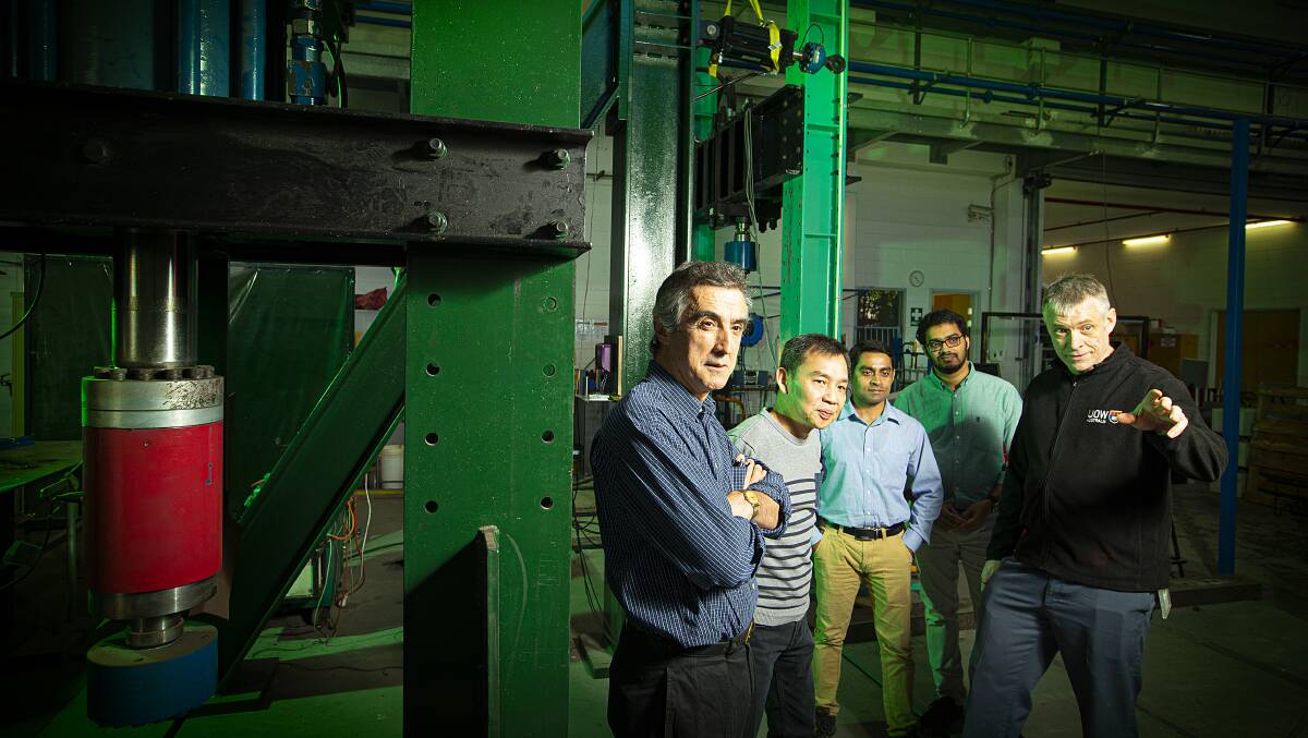 NEW FUNDING: Hub director Dr Paul Zulli, research program leader Professor Lip Teh, research fellow Dr Aziz Ahmed, PhD student Refat Ahmed, and lab manager Cameron Neilson. Picture: Paul Jones
