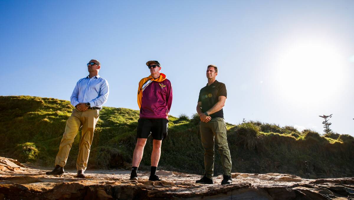 HEROES: Bulli Surf Lifesaving Club trio Jamie Caldwell, Dane Henderson and Sebastian James played their role in the rescue. Picture: Anna Warr