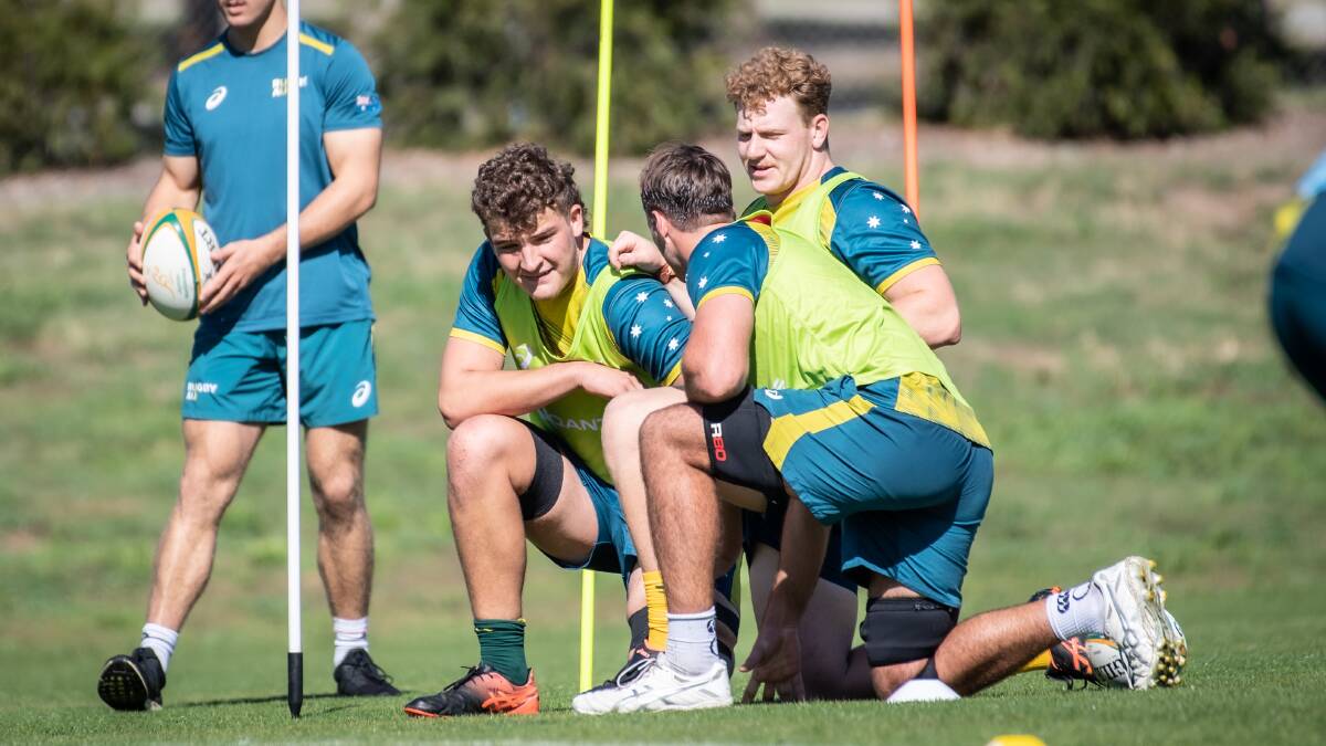 Ollie McCrea pictured training with the Junior Wallabies prior to the World Cup opener. Picture by Karleen Minney