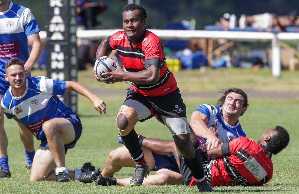 Tech Waratahs speedster Iminoni Batinala leaves the Hawkesbury Valley opponents in his wake. Picture: Adam McLean