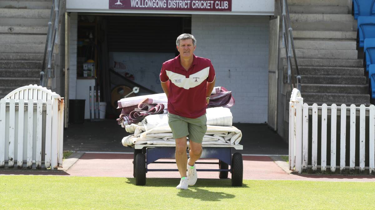 From playing to dragging the covers on the ground, no task is too hard for Wollongong District Cricket Club secretary Jason Welsh. Picture: Robert Peet 