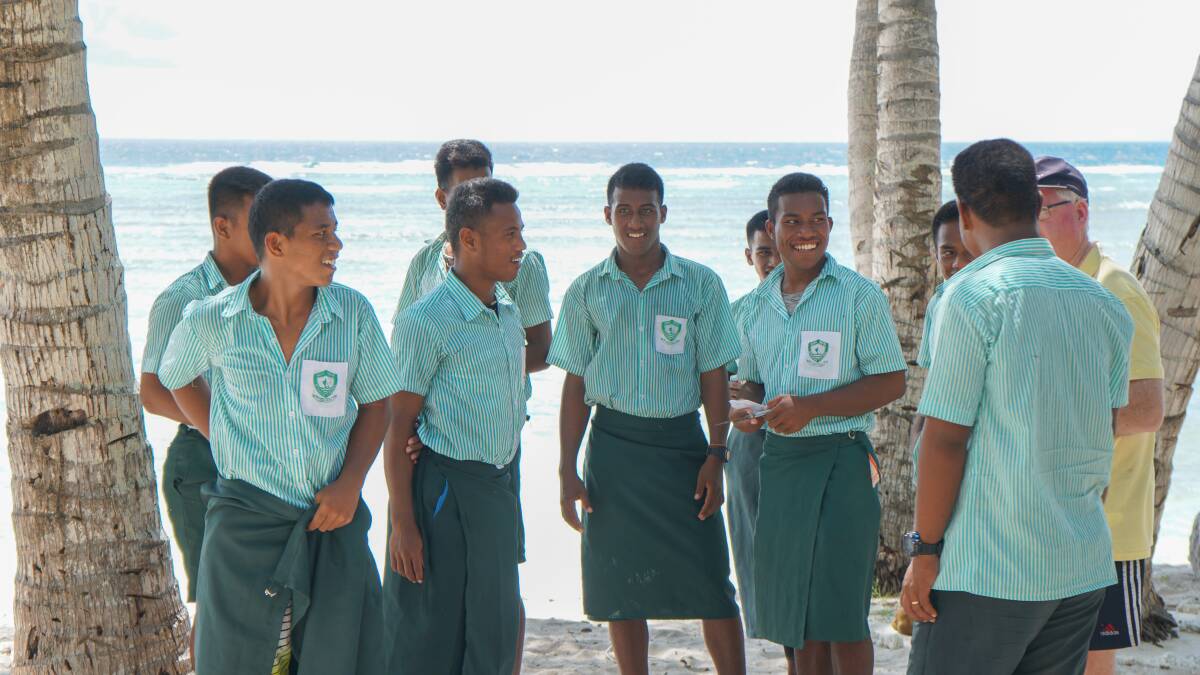 Kiribati students dressed the part for their lesson with the Wollongong teachers.