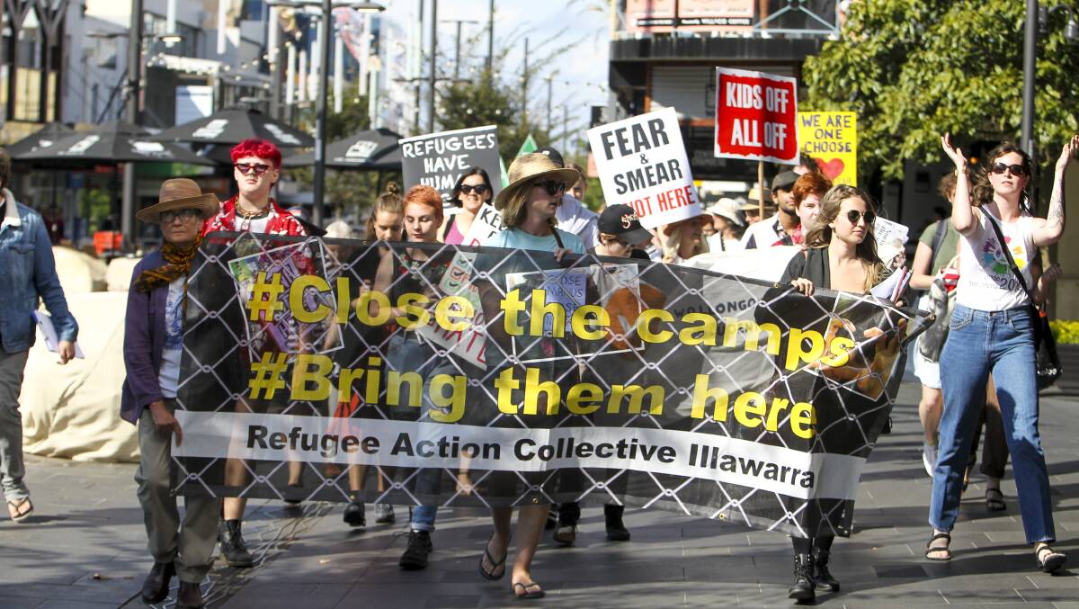The Say Yes to Refugees Rally was held in Wollongong on Palm Sunday last month. Picture: Anna Warr.
