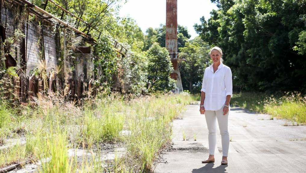 Illawarra Coke Company director Kate Strahorn on the vacant Corrimal Coke Works site, which is also home to a seasonal flying fox colony. Picture: Anna Warr.