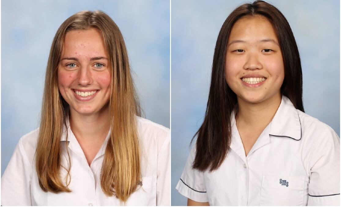 FIRST IN COURSE: Smith's Hill High School students Hannah Robinson (Swedish Continuers) and Jasmine Lowe (Indonesian Beginners) topped the state.