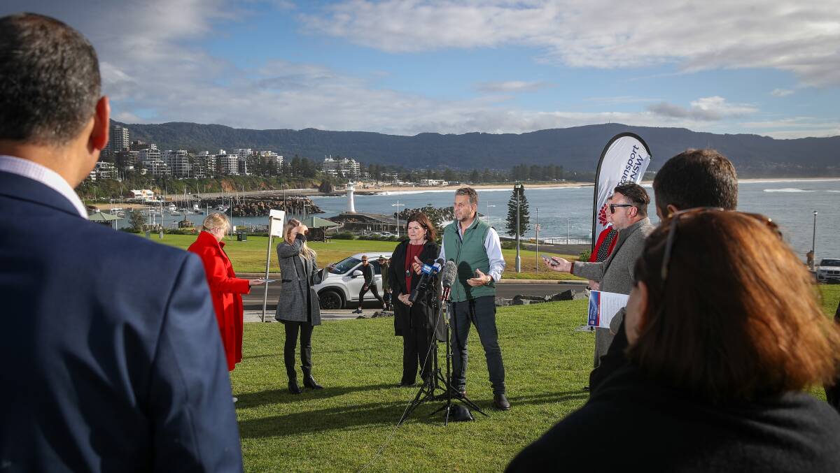 GOOD NEWS: Minister for Transport and Roads Andrew Constance joined Member for South Coast Shelley Hancock in Wollongong to announce the $300 million Mount Ousley Interchange was now fully funded. Picture: Adam McLean 