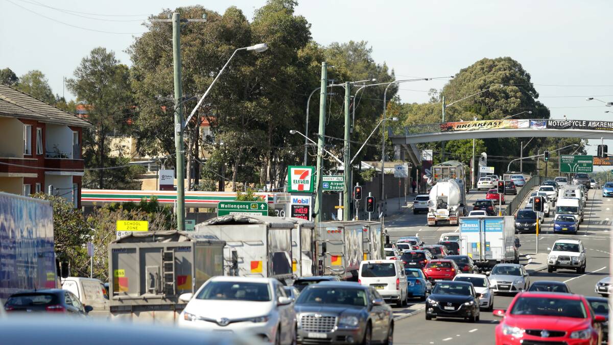 The intersection of Princes Highway and President Avenue at Kogarah, where traffic growth is forecast at each new stage of the F6. Picture: Chris Lane