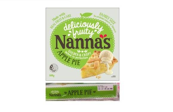 Urgent supermarket recall for Nanna's Family Apple Pie