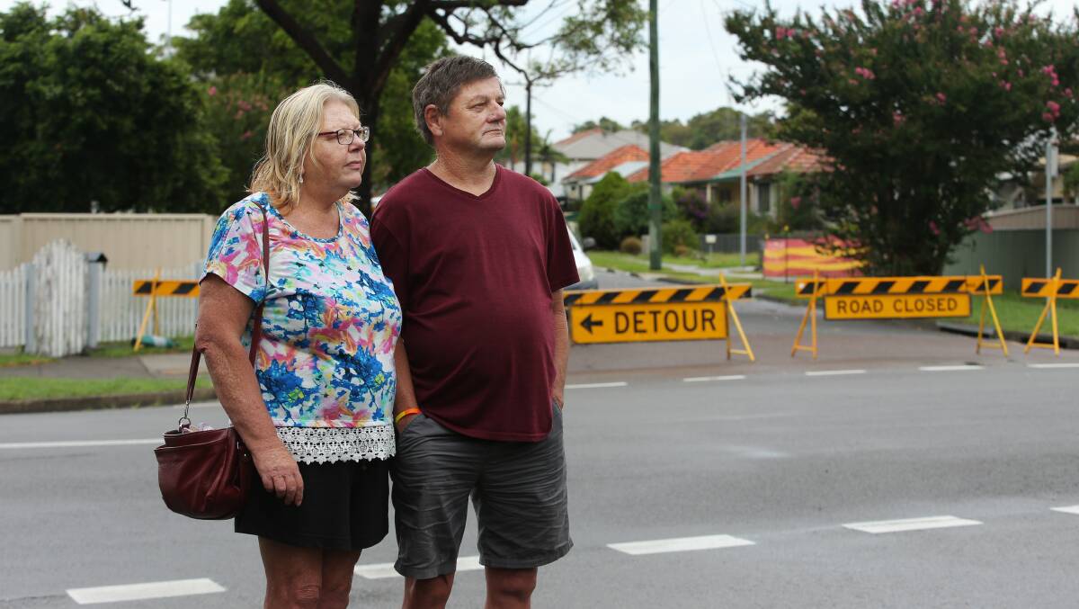 Graham and Catherine Knight of Elemore Vale took in the damage to Fogo Street on Monday. Picture by Simone De Peak