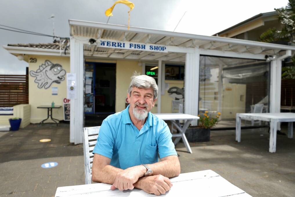 The Werri Beach Fish Shop is on the market for the first time in nearly 20 years. Pictured is long-time owner Don Smith. Picture: Adam McLean