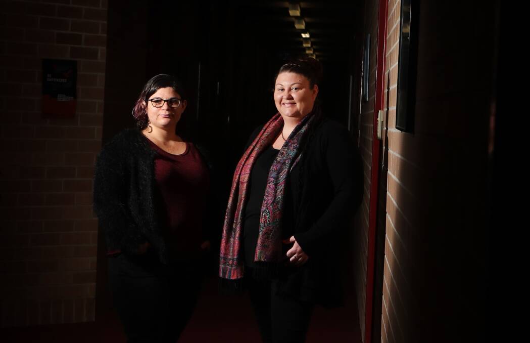 The Wollongong Homeless Hub and TAFE NSW Wollongong students are establishing a 'Homelessness Living Library' next week. Pictured are Chloe Herbert (left) and Lisa Wrightson. Pictures: Sylvia Liber