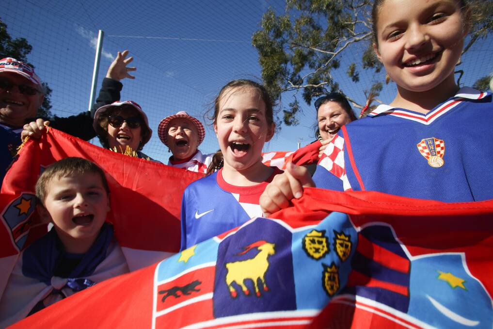 SUPPORT: Players, supporters and members of the Illawarra's Croatian-Australian community getting ready to cheer for their heroes in the World Cup final. Picture: Georgia Matts