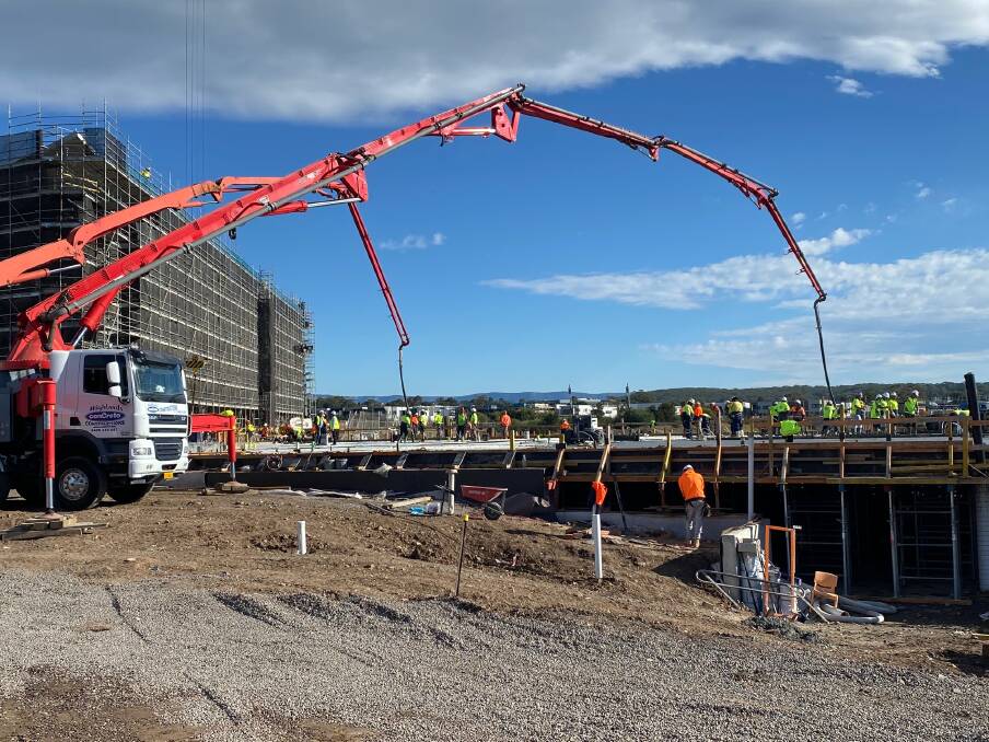 PROJECT: The concrete ground floor of The Waterfront Tavern, Shell Cove was poured on Wednesday. Construction of the bistro, bar, clubhouse and kiosk is due to start in August. Picture: Supplied 