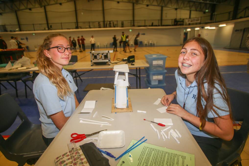 EVENT: Kiama High students Sophie Miller and Zeffani Koorey at the annual Science and Engineering Challenge at UOW. Picture: Georgia Matts