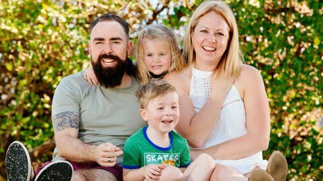 FAMILY: Luke Rollinson with wife Katie and children Eli and Harper. Picture: Supplied
