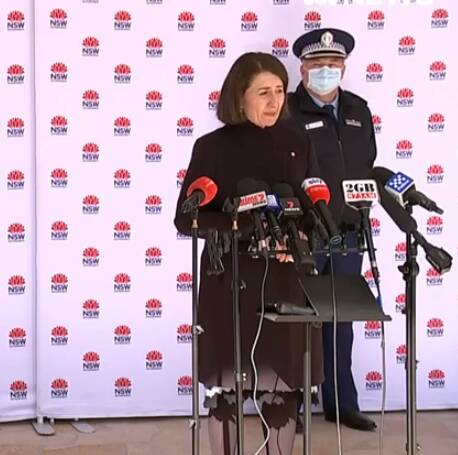 RESTRICTIONS: Premier Gladys Berejiklian addresses the media on Wednesday. 