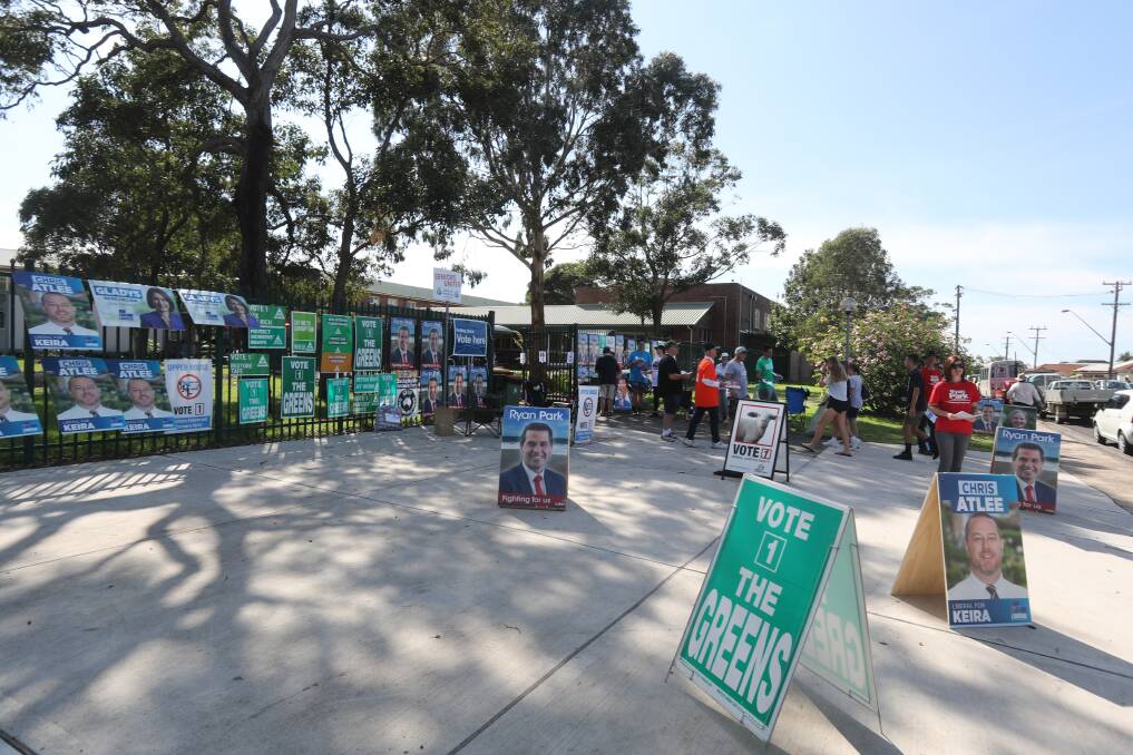 The polling booth at Corrimal High School. 