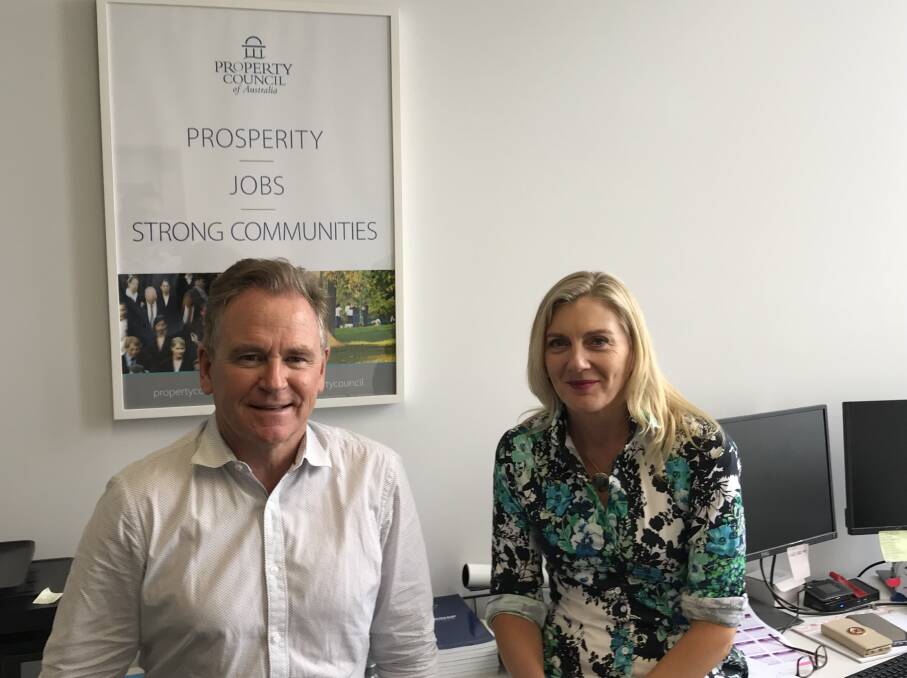 LOOKING AHEAD: Property Council Illawarra chair Mark Jones and deputy chair Jennifer Macquarie earlier this week. Picture: Brendan Crabb